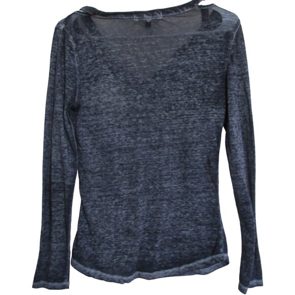 Derek Heart Open Shoulder T Shirt Womens Medium Navy Blue‎ Long Sleeve Pullover - Picture 5 of 5